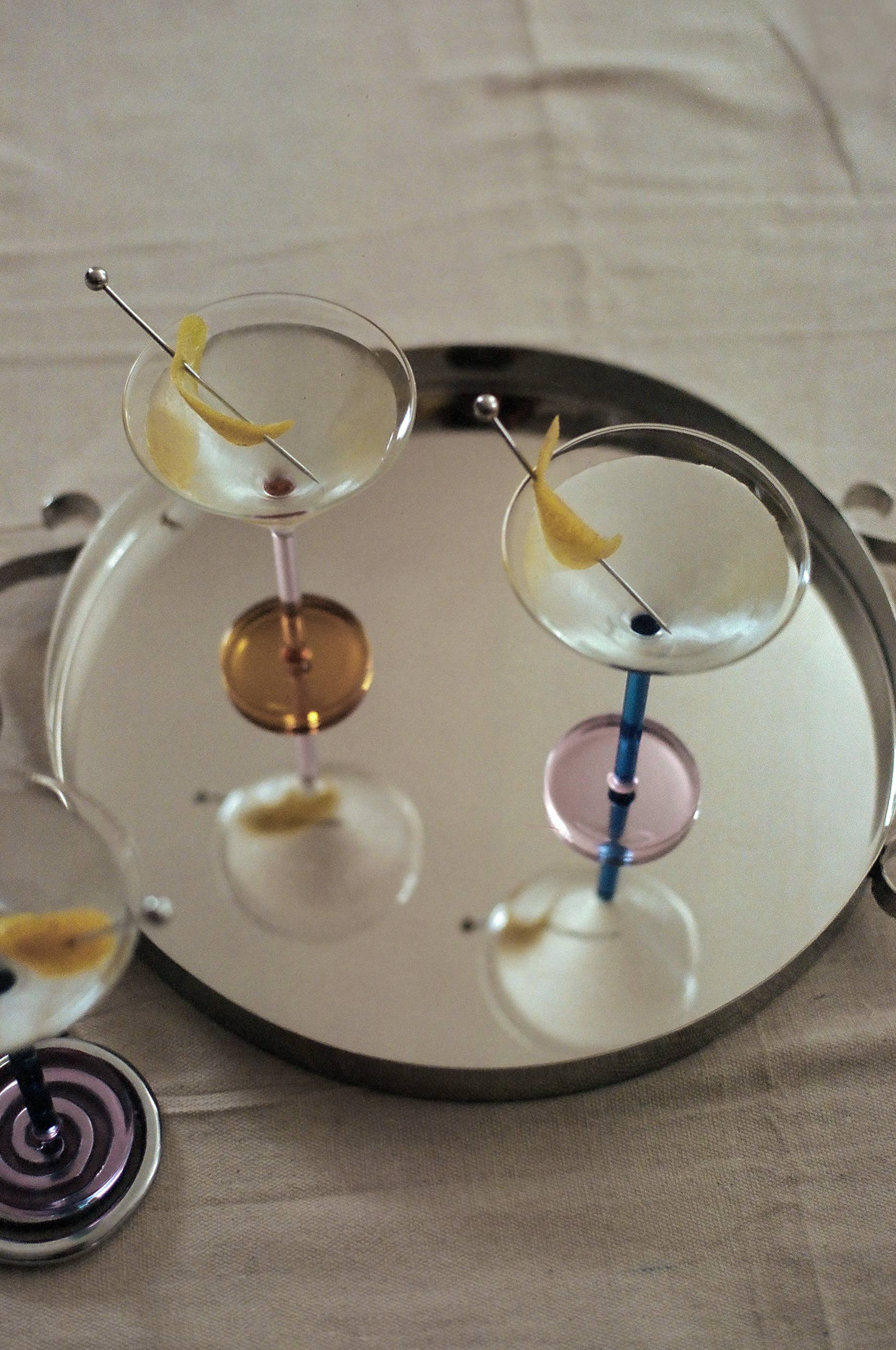Two-Tone Cocktail Glass Pair Blue and Pink - Image 4