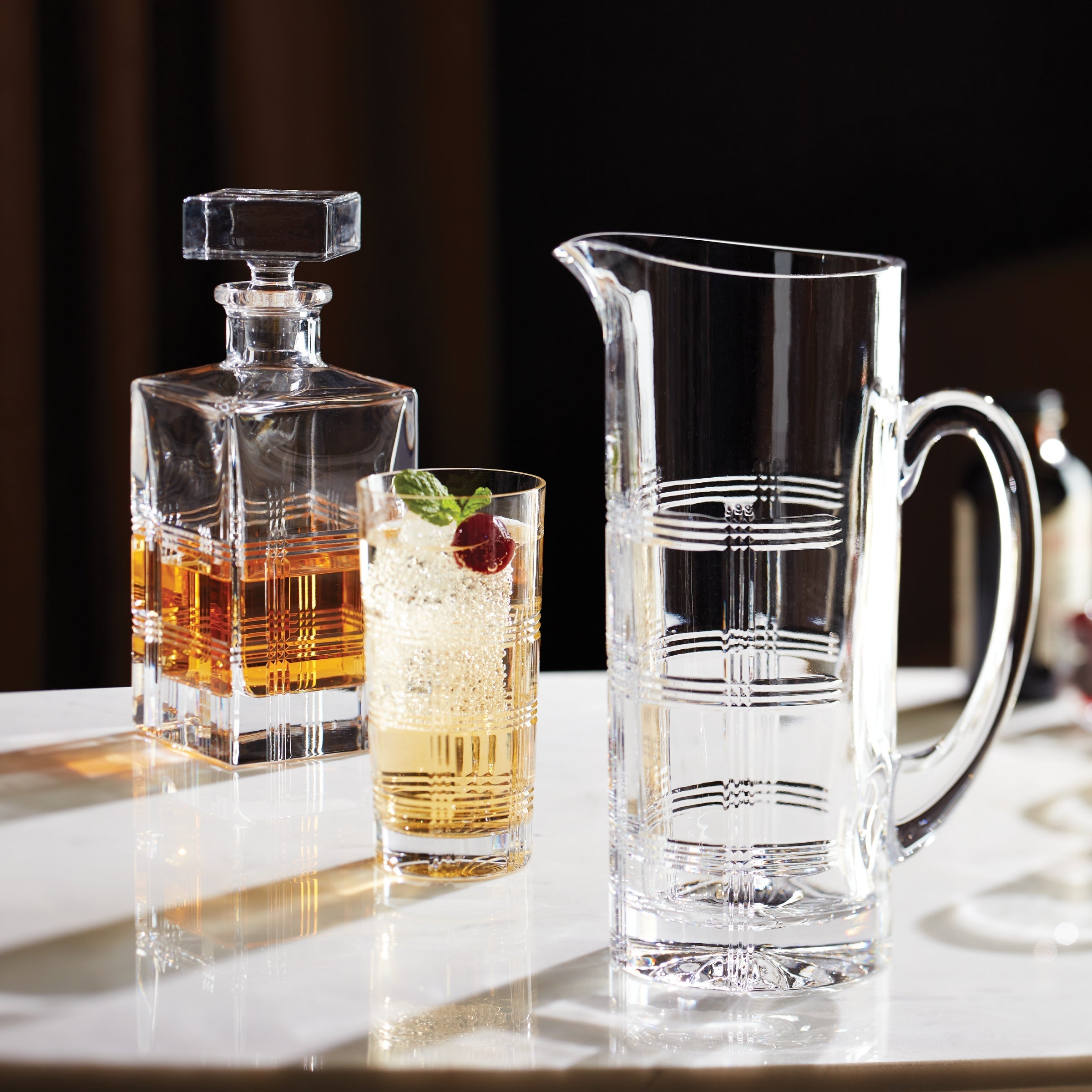 Plaid-Cut Crystal Highball Glasses Set of 4 - Image 2