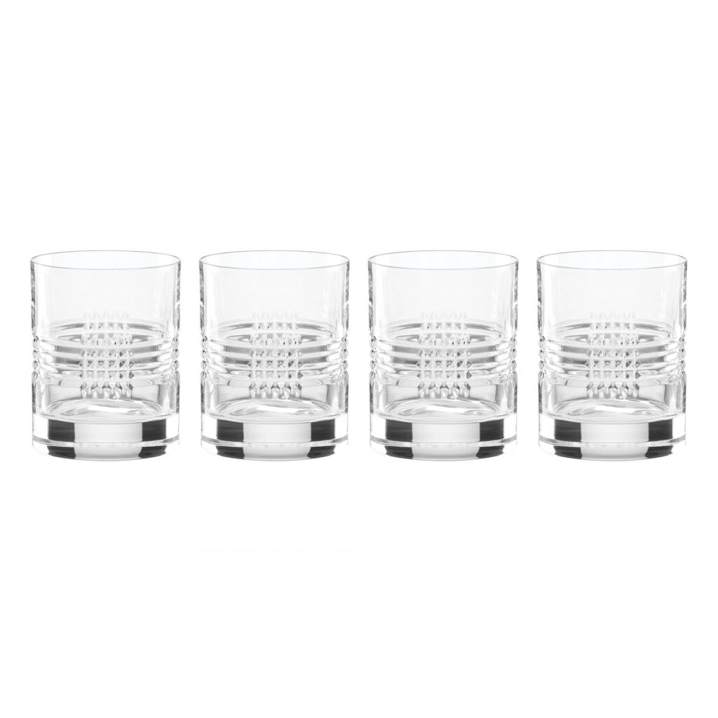 Crosshatch Glass Lowball Glasses Set of 4