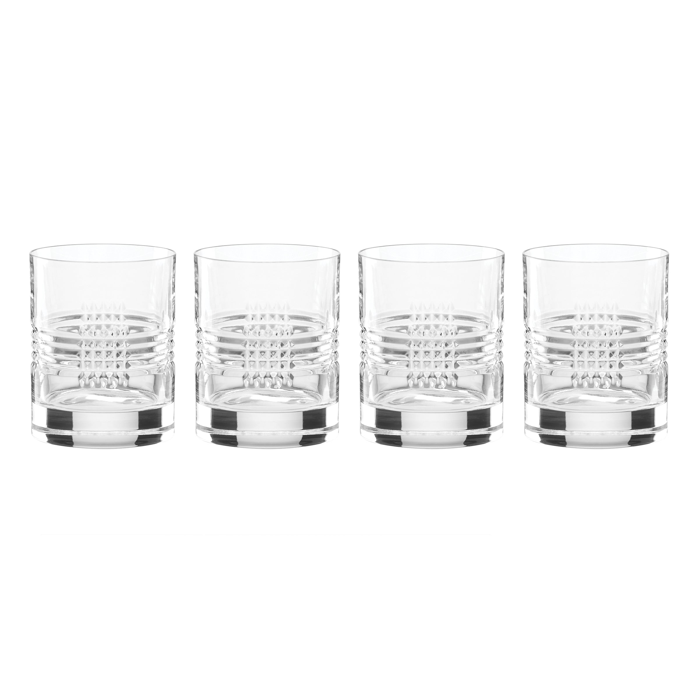 Crosshatch Glass Lowball Glasses Set of 4