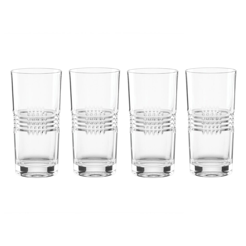 Crosshatch Glass Highball Glasses Set of 4