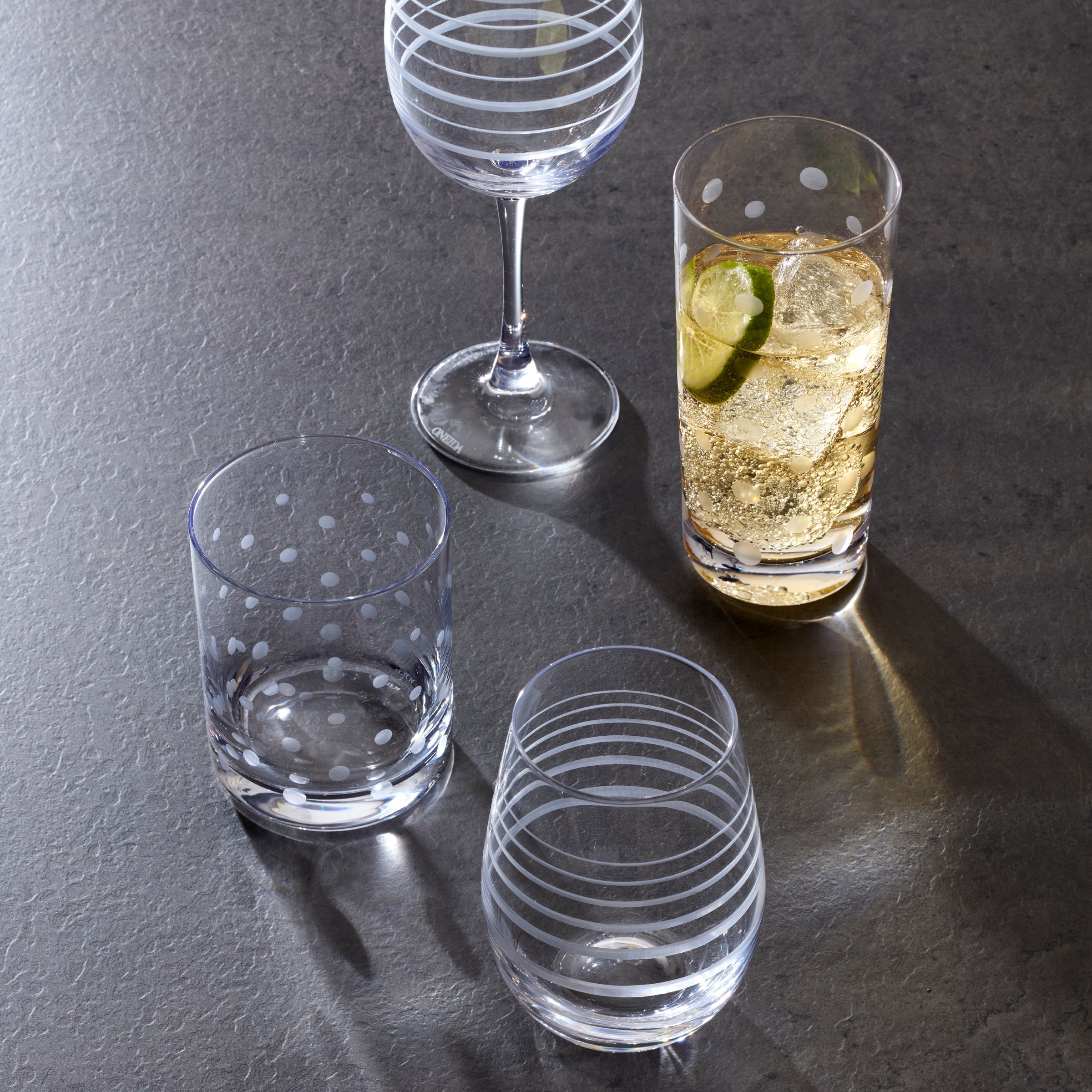 Etched Dot & Swirl Lowball Glasses Set of 4 - Image 5