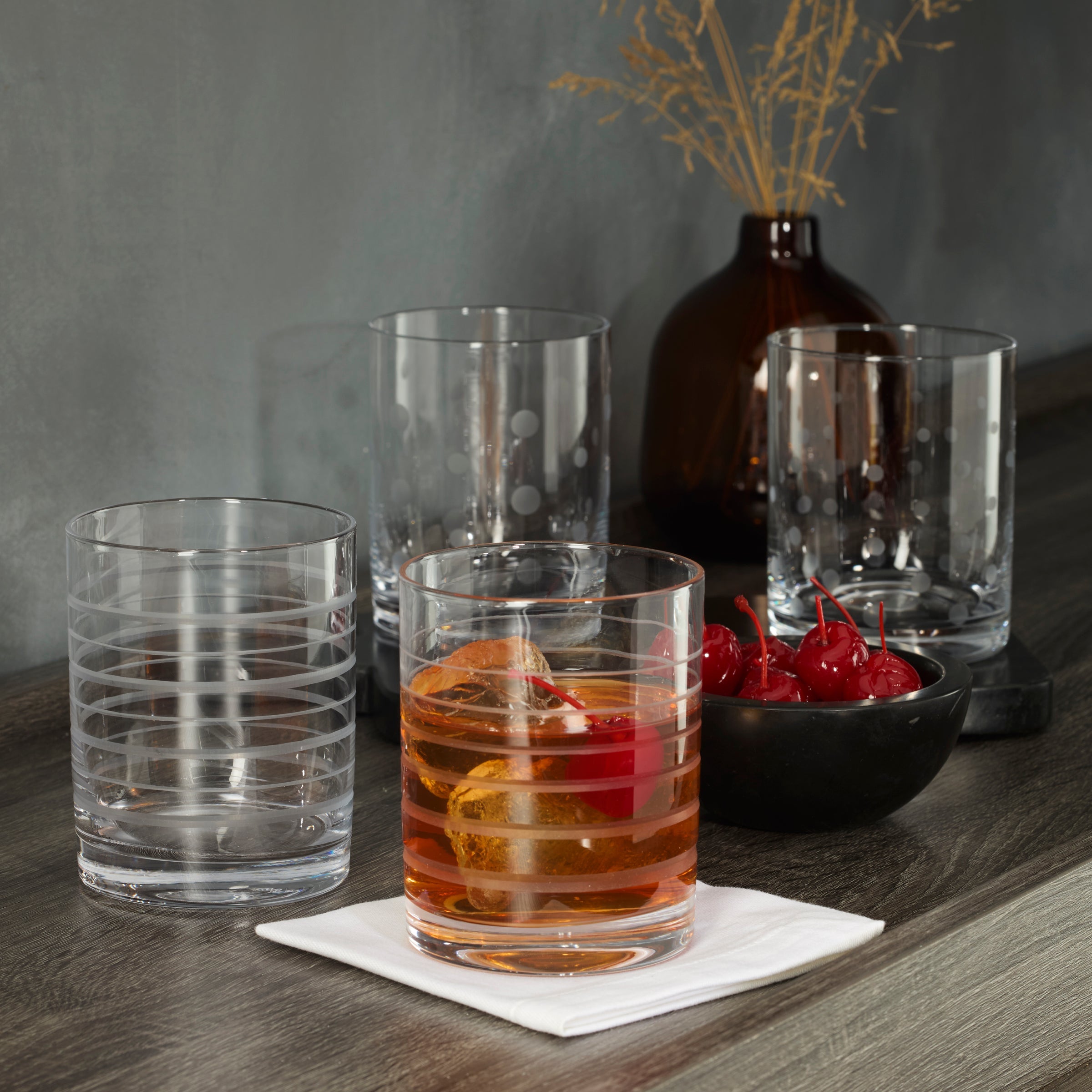 Etched Dot & Swirl Lowball Glasses Set of 4 - Image 4