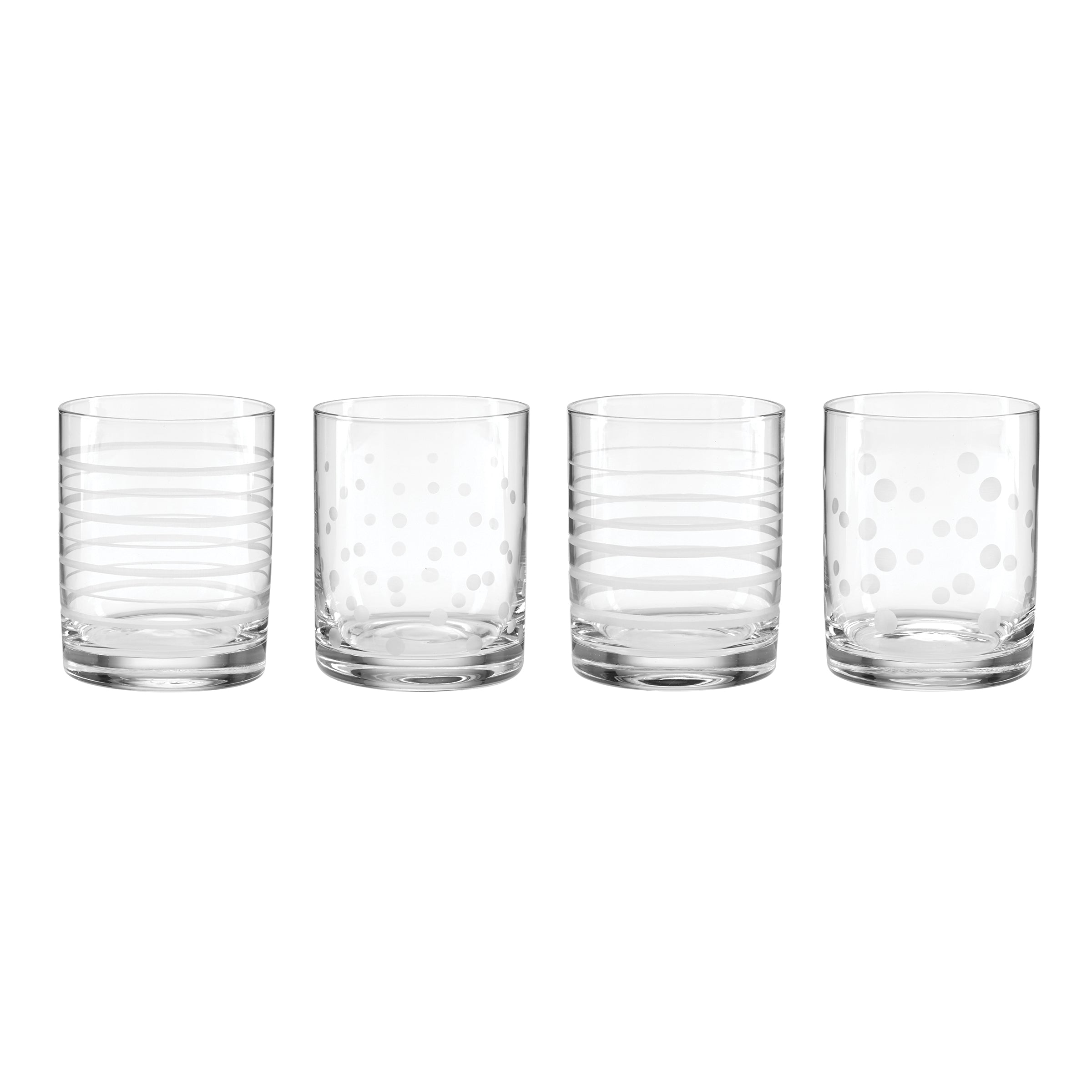 Etched Dot & Swirl Lowball Glasses Set of 4
