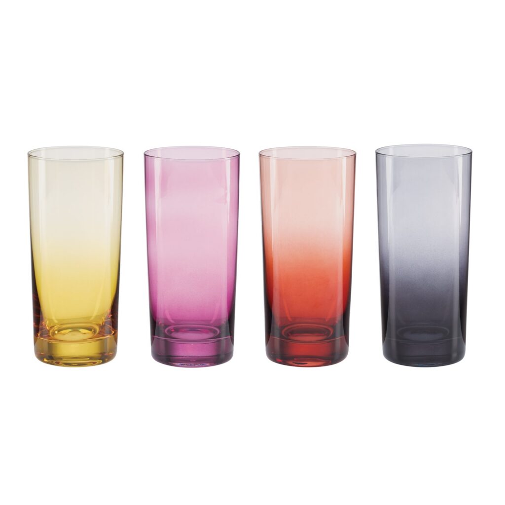Ombre Jewel-Tone Highball Glasses Set of 4