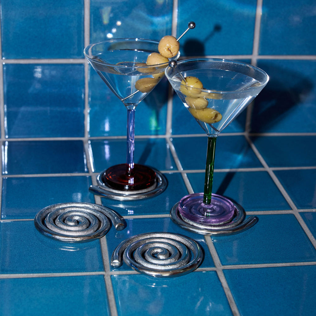 Two-Tone Cocktail Glass Pair Lilac and Amber