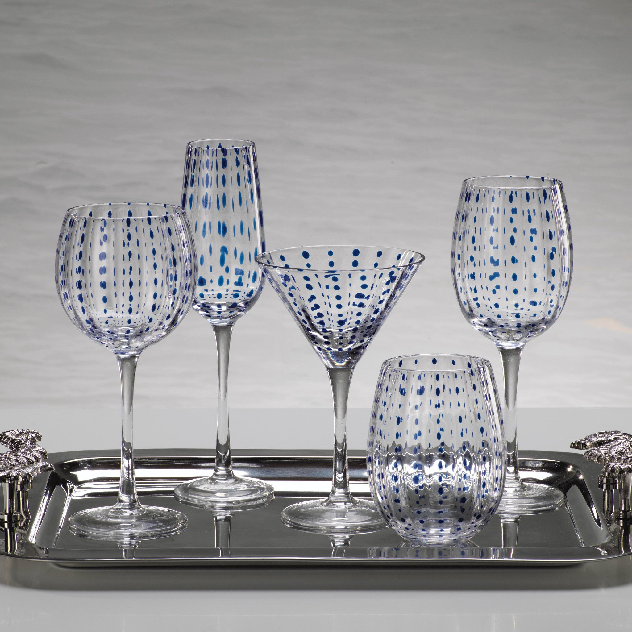 Blue Dot Stemless Drinking Glass Set of 6 - Image 2