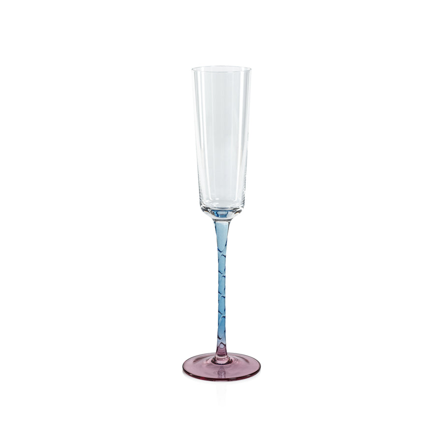 Crackled Stem Glassware Pink and Blue