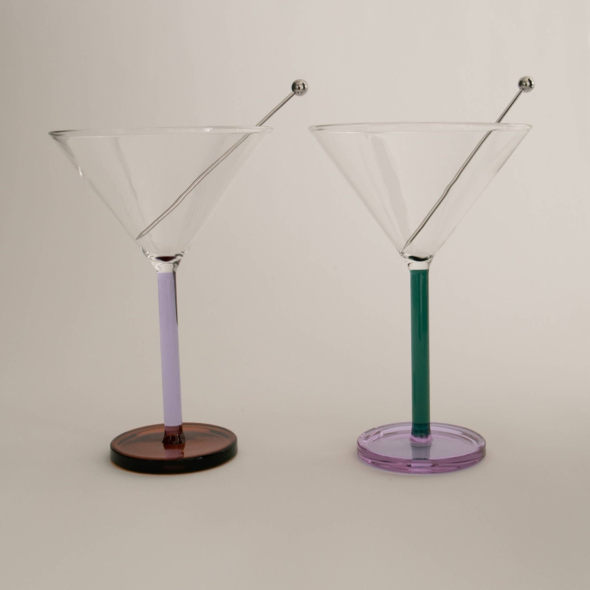 Two-Tone Cocktail Glass Pair Lilac and Amber - Image 2
