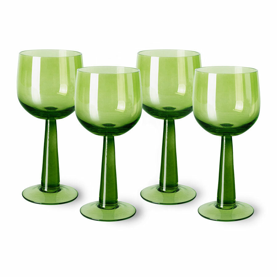 Tall Lime Green Wine Glasses Set of 4
